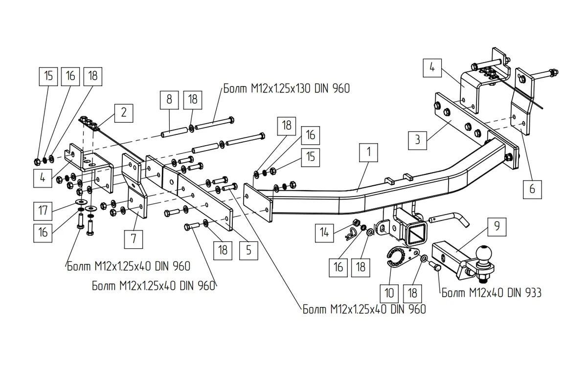 Фаркоп TowRus для Hyundai H1 2018-2023  109173 в Иркутск